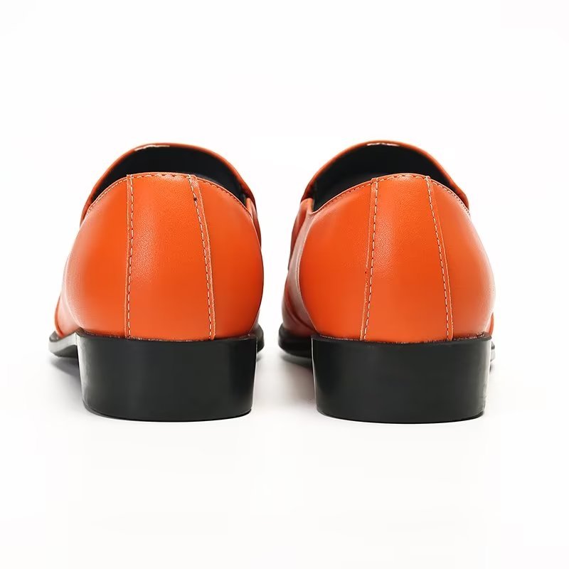 Herenloafers Luxe Glad Leer Elegante Instappers - Oranje