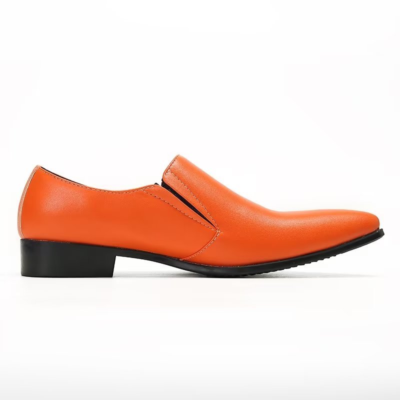 Herenloafers Luxe Glad Leer Elegante Instappers - Oranje