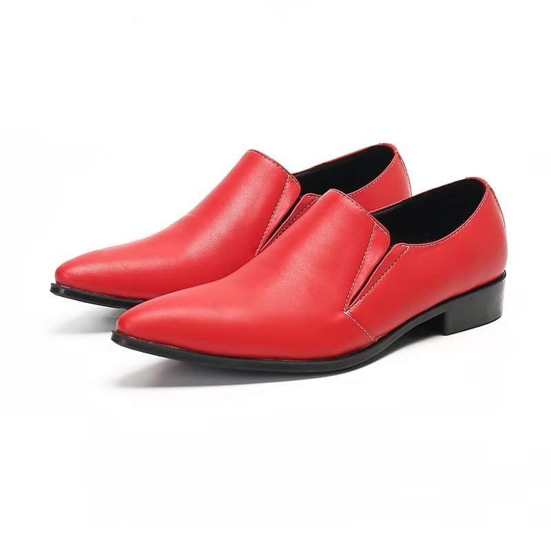 Herenloafers Luxe Glad Leer Elegante Instappers - Rood