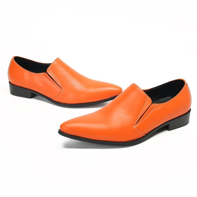 Herenloafers Luxe Glad Leer Elegante Instappers - Oranje