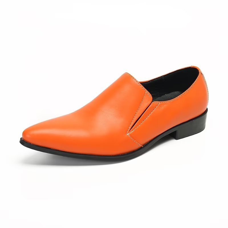 Herenloafers Luxe Glad Leer Elegante Instappers - Oranje