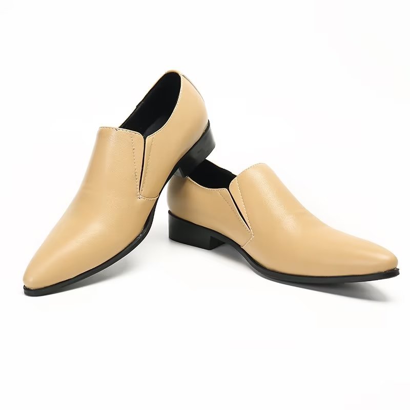 Herenloafers Luxe Glad Leer Elegante Instappers - Beige