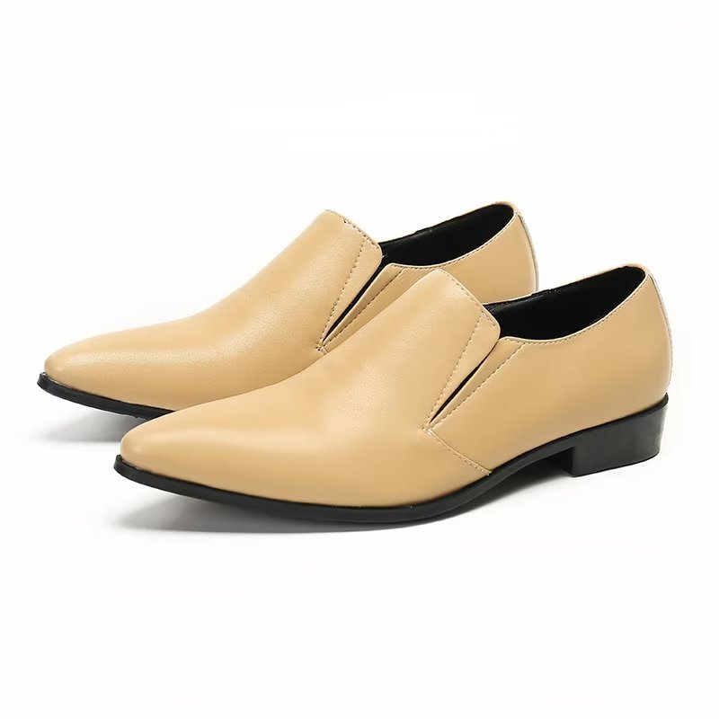 Herenloafers Luxe Glad Leer Elegante Instappers - Beige