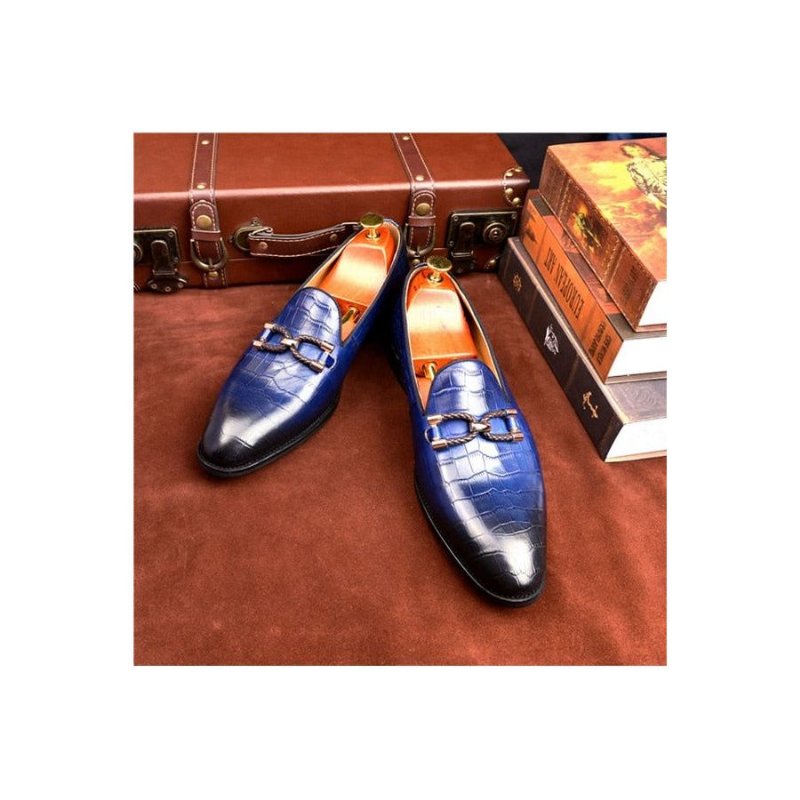 Herenloafers Luxe Krokodillenleer Instapbrogueschoenen - Blauw