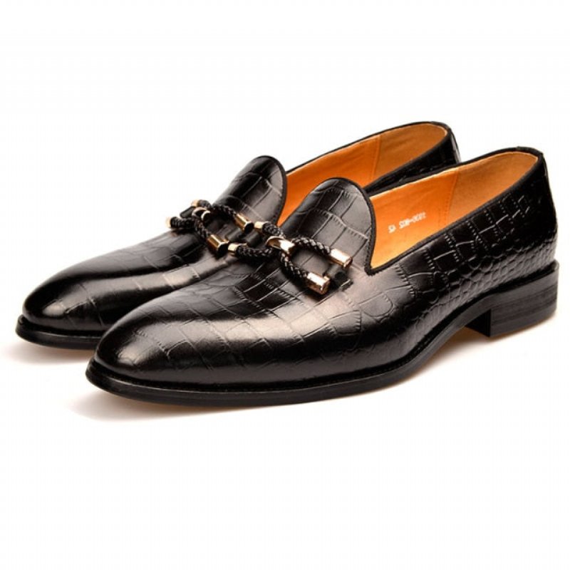 Herenloafers Luxe Krokodillenleer Instapbrogueschoenen - Zwart