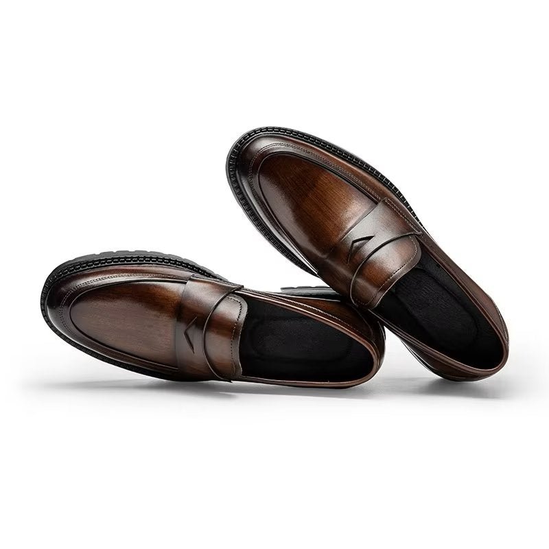 Herenloafers Luxe Leren Chique Instapschoenen - Koffie