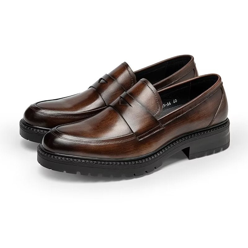 Herenloafers Luxe Leren Chique Instapschoenen - Koffie