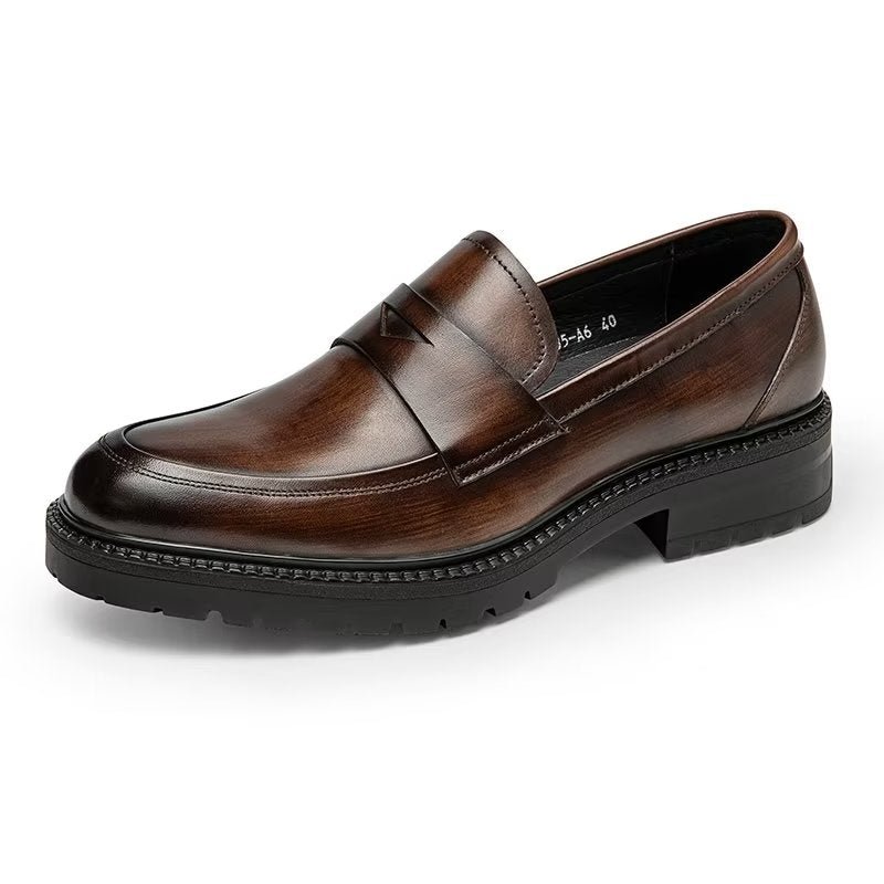 Herenloafers Luxe Leren Chique Instapschoenen - Koffie