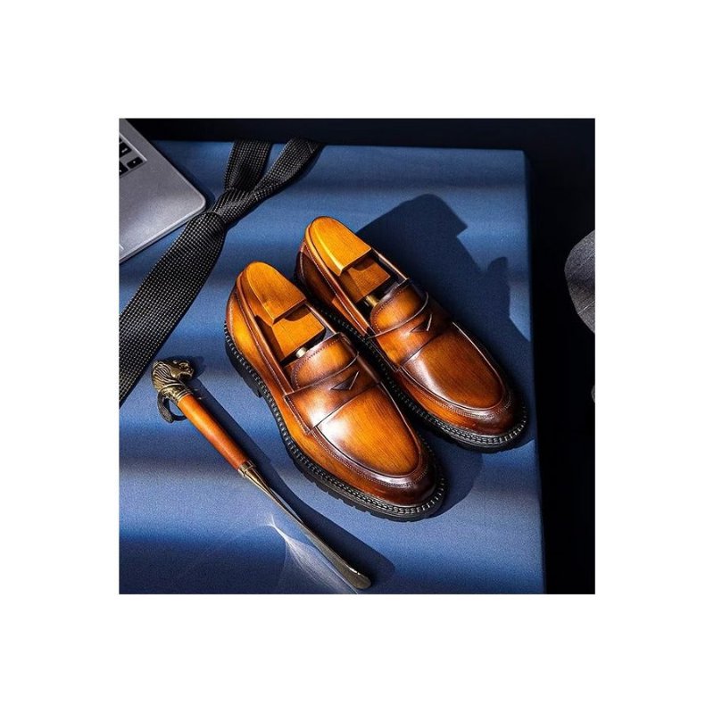 Herenloafers Luxe Leren Chique Instapschoenen - Bruin