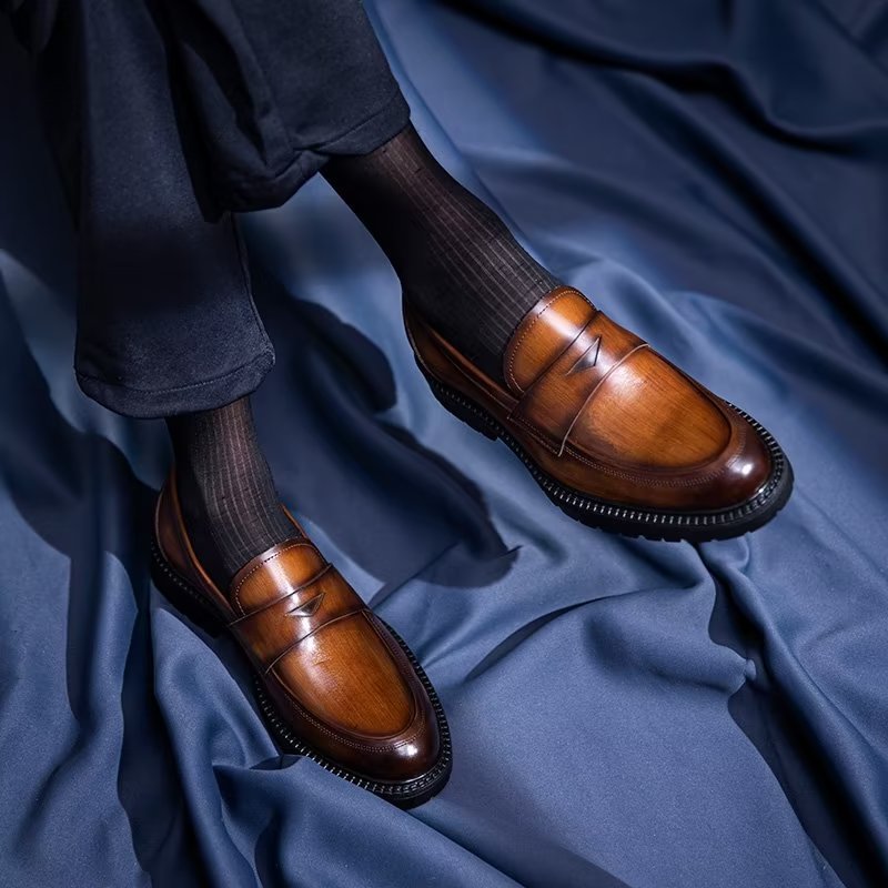 Herenloafers Luxe Leren Chique Instapschoenen - Bruin