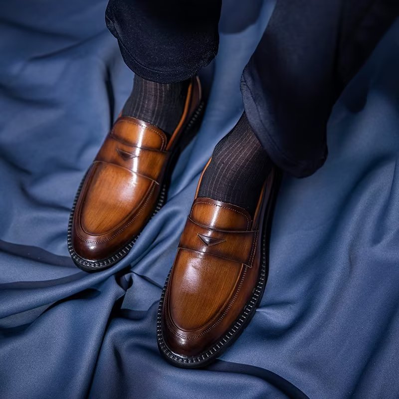 Herenloafers Luxe Leren Chique Instapschoenen - Bruin