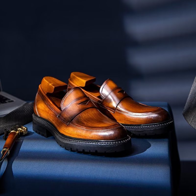 Herenloafers Luxe Leren Chique Instapschoenen - Bruin