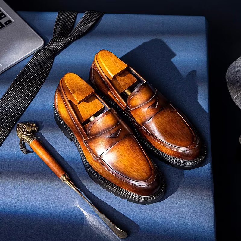 Herenloafers Luxe Leren Chique Instapschoenen - Bruin