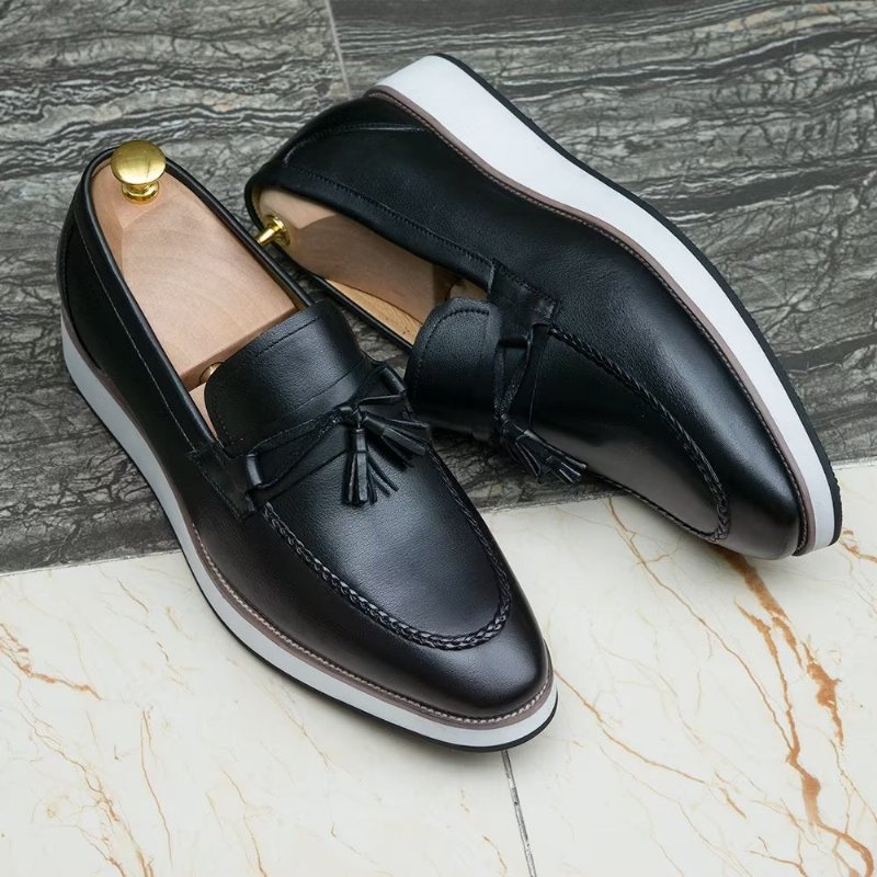 Herenloafers Luxe Leren Elegante Loafers Met Kwastjes - Zwart