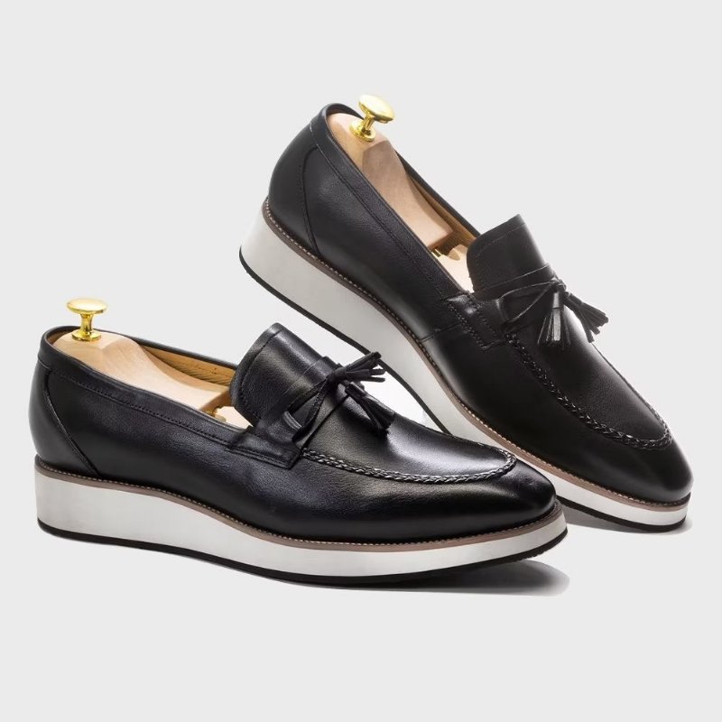 Herenloafers Luxe Leren Elegante Loafers Met Kwastjes - Zwart