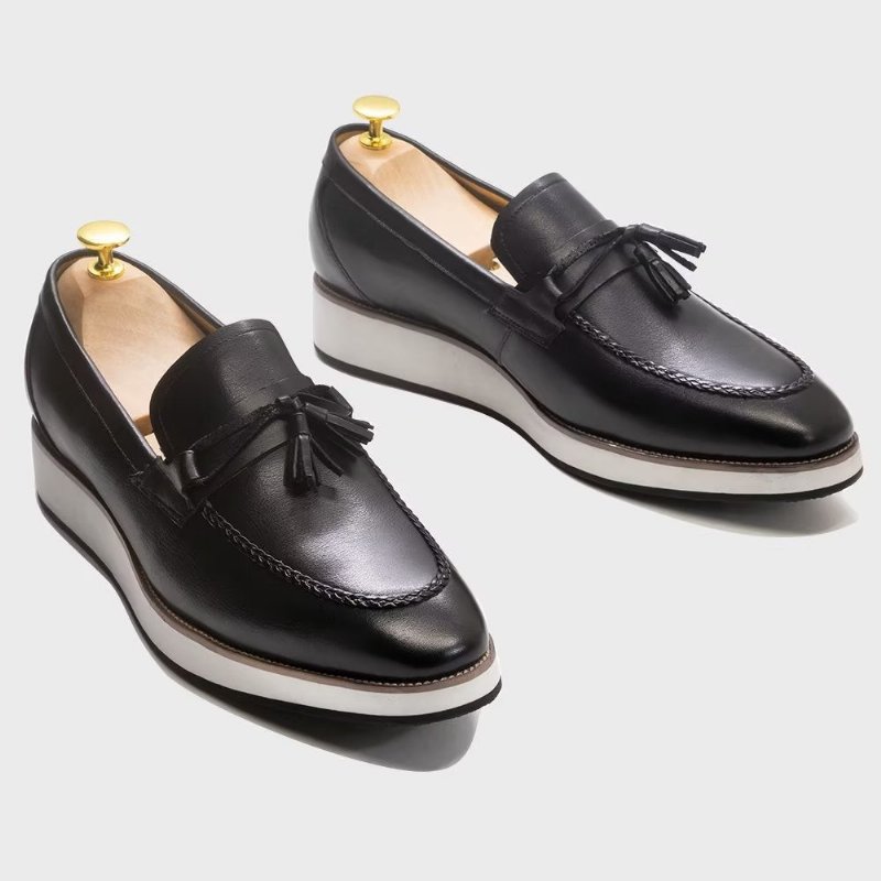 Herenloafers Luxe Leren Elegante Loafers Met Kwastjes - Zwart