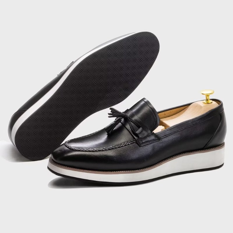 Herenloafers Luxe Leren Elegante Loafers Met Kwastjes - Zwart