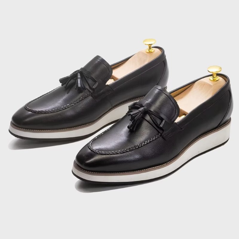 Herenloafers Luxe Leren Elegante Loafers Met Kwastjes - Zwart