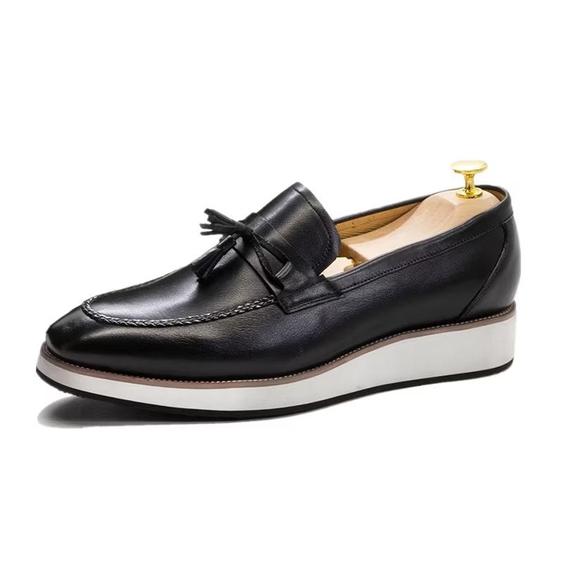 Herenloafers Luxe Leren Elegante Loafers Met Kwastjes - Zwart