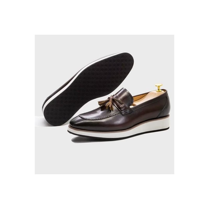 Herenloafers Luxe Leren Elegante Loafers Met Kwastjes - Koffie