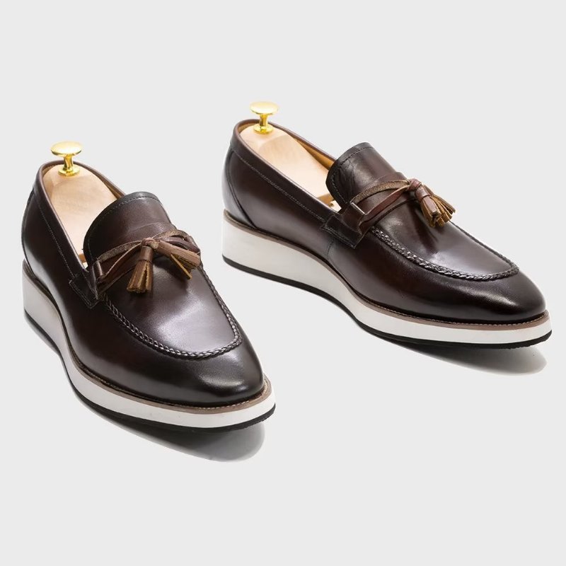 Herenloafers Luxe Leren Elegante Loafers Met Kwastjes - Koffie