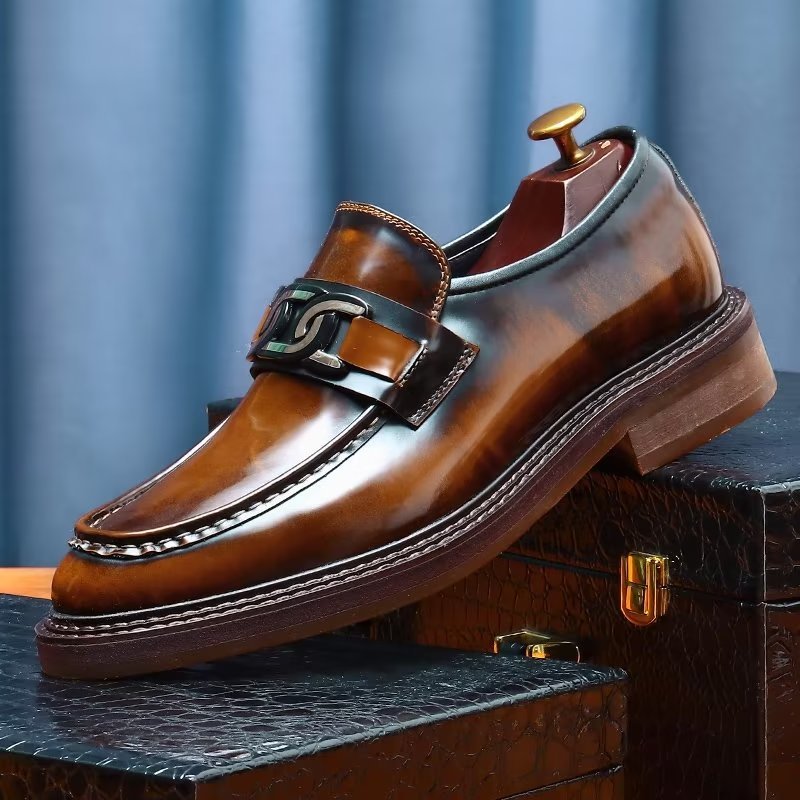 Herenloafers Luxe Leren Instapschoenen - Koffie