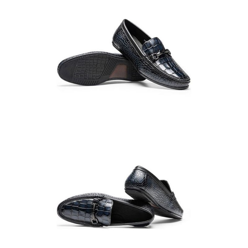 Herenloafers Luxe Leren Penny-loafers Met Alligatorprint - Blauw