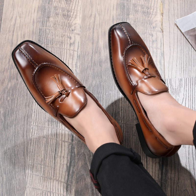 Herenloafers Sunshine Tassel Designer Trouwjurkschoenen - Koffie