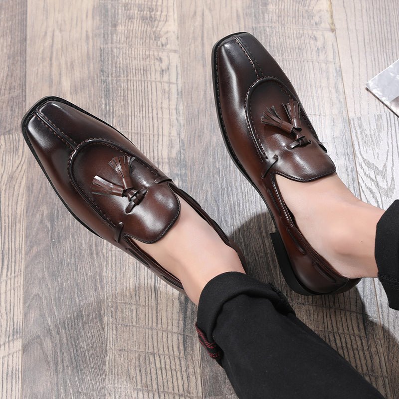 Herenloafers Sunshine Tassel Designer Trouwjurkschoenen - Koffie