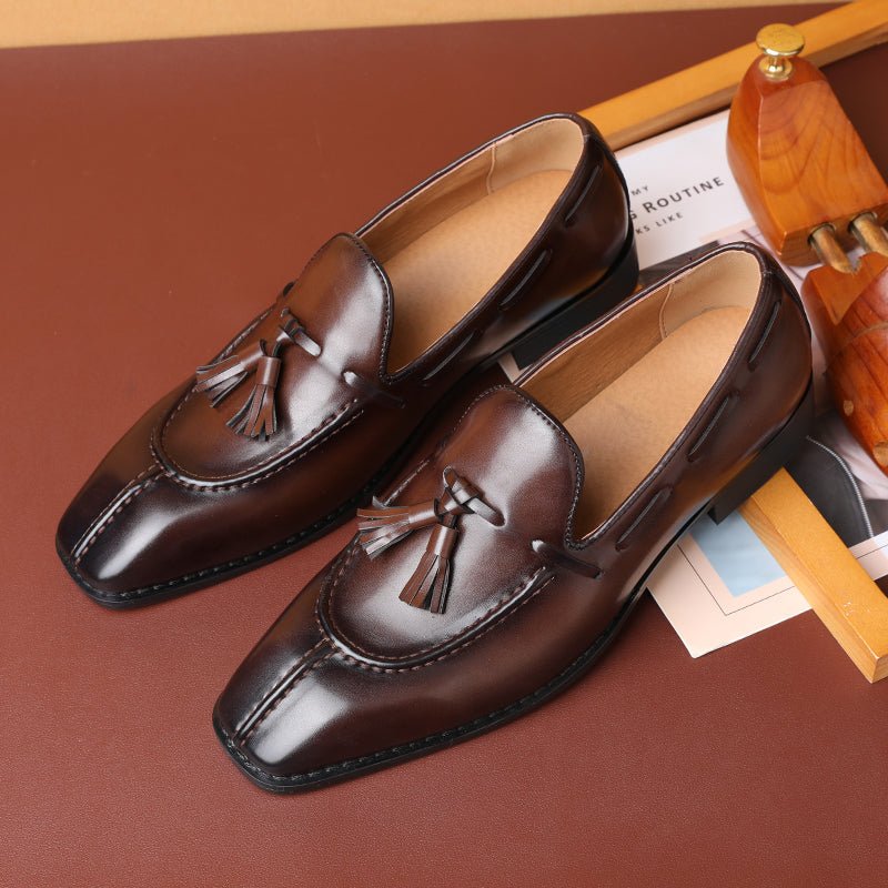 Herenloafers Sunshine Tassel Designer Trouwjurkschoenen - Koffie