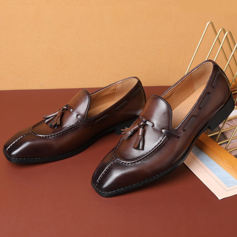 Herenloafers Sunshine Tassel Designer Trouwjurkschoenen - Koffie