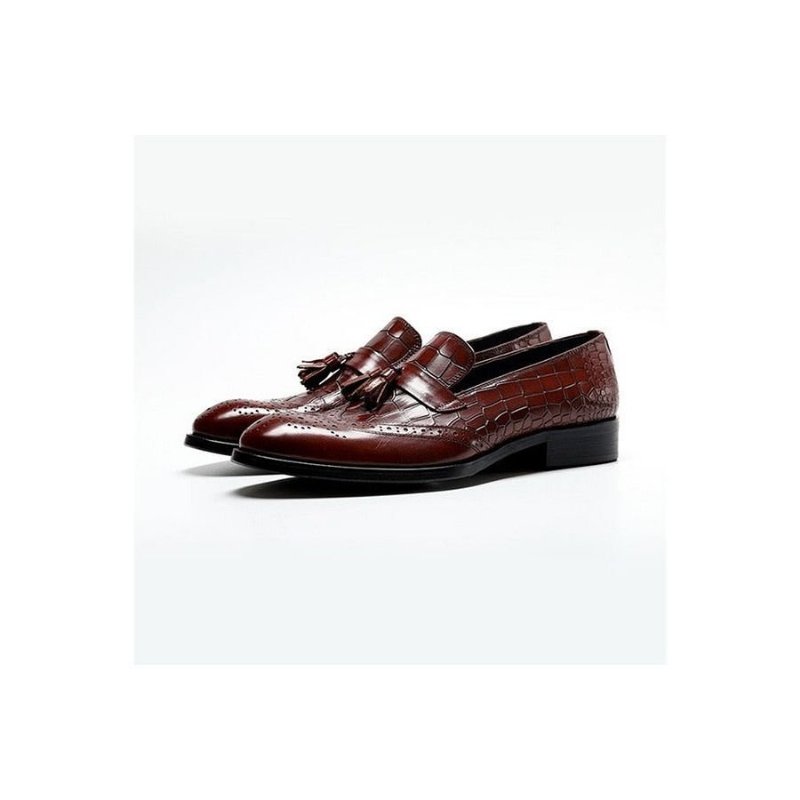 Herenloafers Vintage Broguekledingschoenen Met Kwastjes - Rood