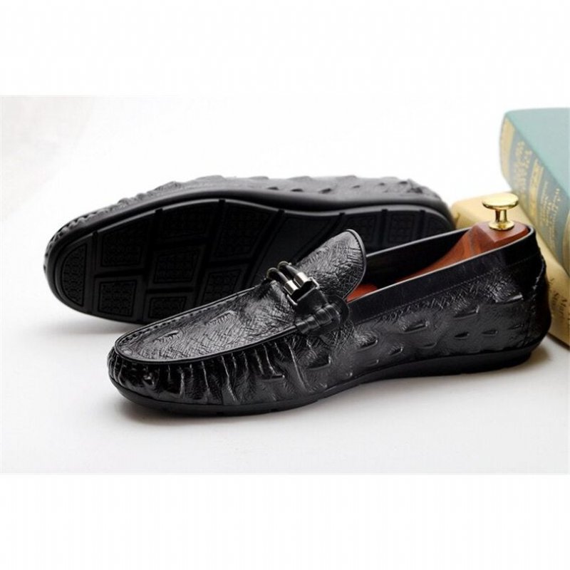 Herenloafers Vintage Krokodillenleer Exotische Brogueloafers - Zwart