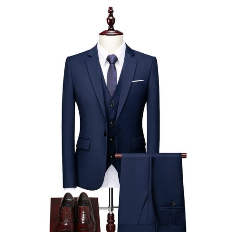 Herenpakken Acetaat Blazer Broekpak Set - Blauw