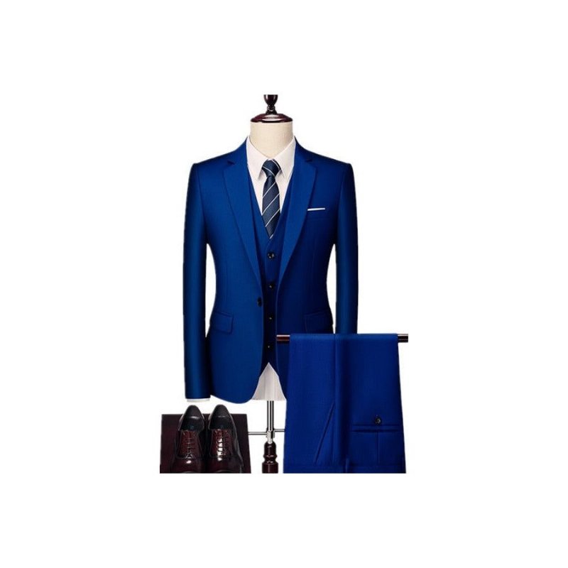 Herenpakken Acetaat Blazer Broekpak Set - Marineblauw