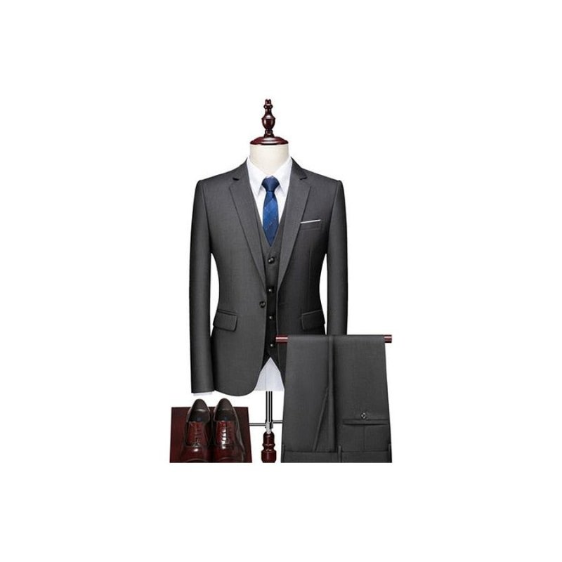 Herenpakken Acetaat Blazer Broekpak Set - Zwart