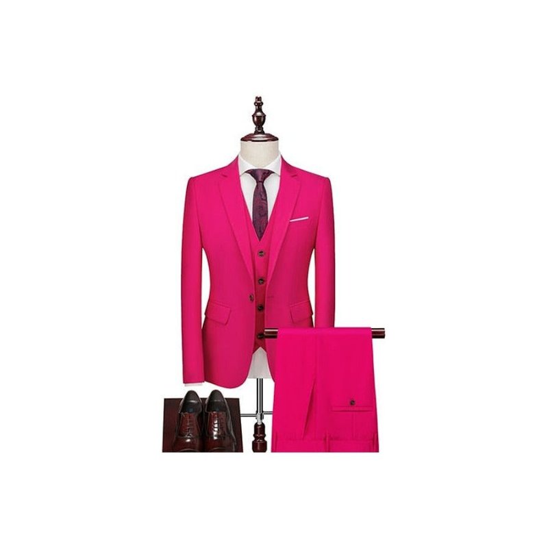 Herenpakken Acetaat Blazer Broekpak Set - Roze