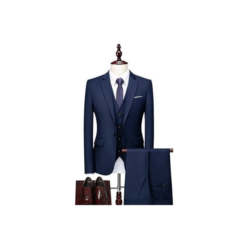 Herenpakken Acetaat Blazer Broekpak Set - Blauw