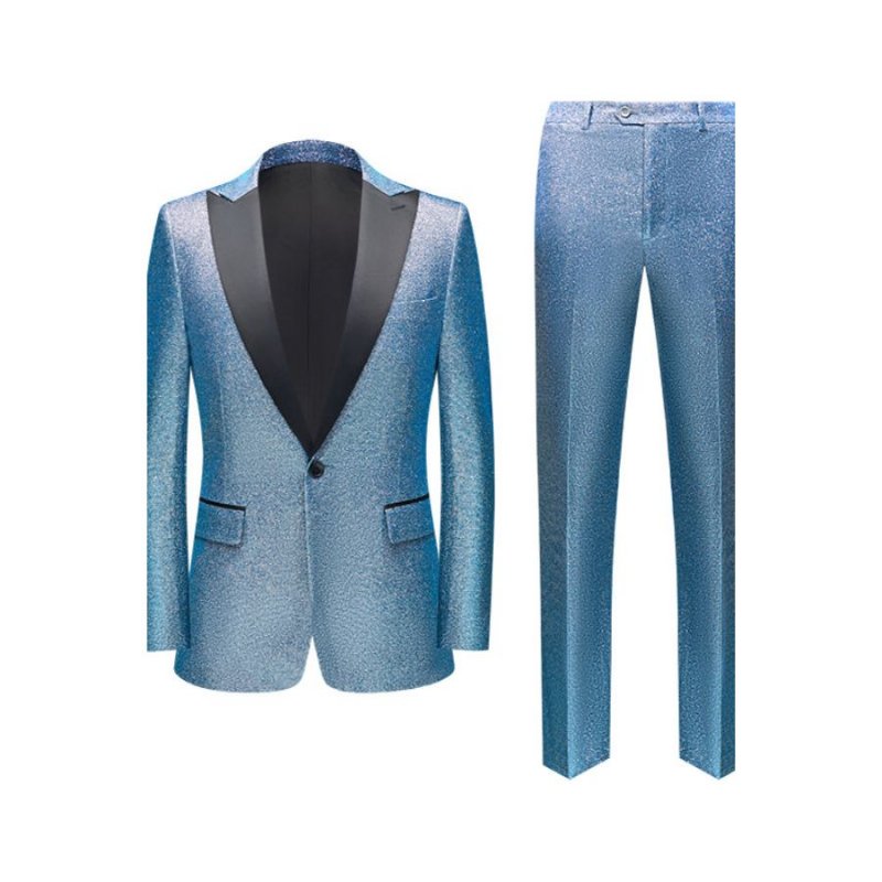 Herenpakken Skinny 3-delig Pak Met Ritssluiting - Blauw