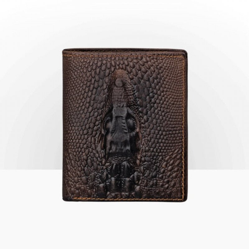 Herenportemonnees Luxe Crocskin Korte Portemonnee - Koffie Croc Mat