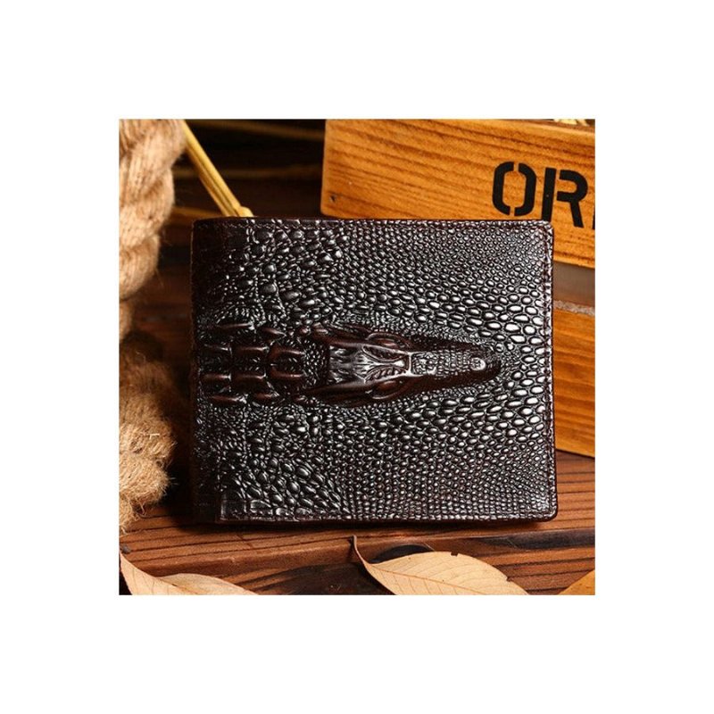 Herenportemonnees Luxe Croctex Koeienhuid Clutch Portemonnee - Koffie Kruis