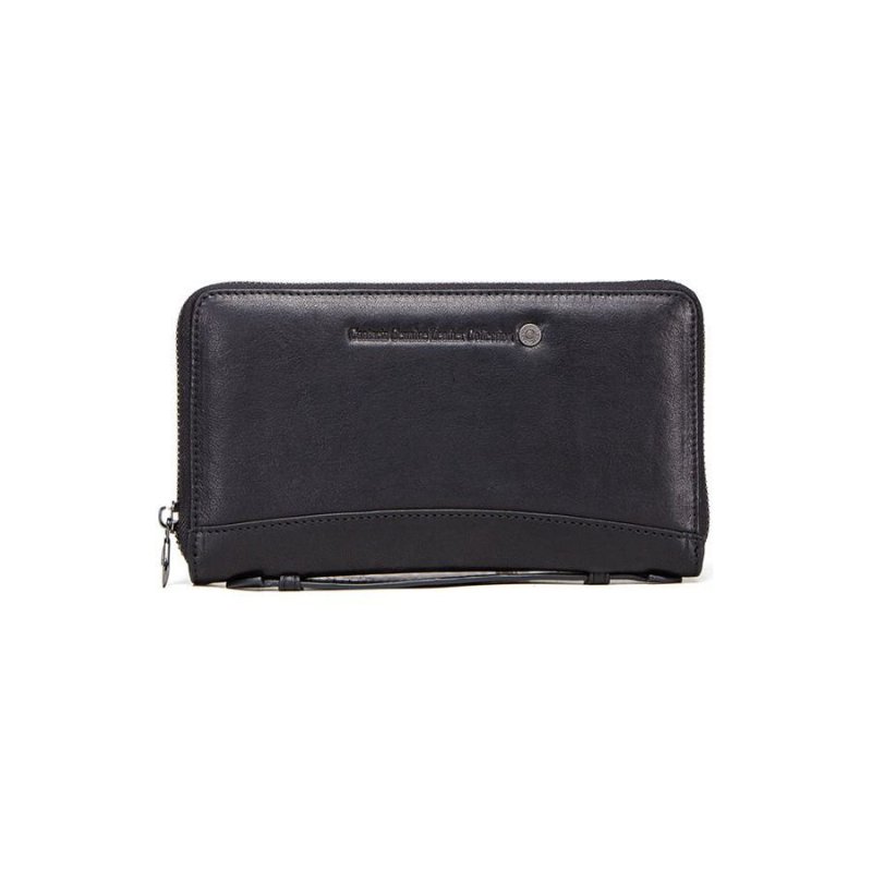 Herenportemonnees Luxe Vintage Koeienhuid Lange Clutch Portemonnee - Zwart