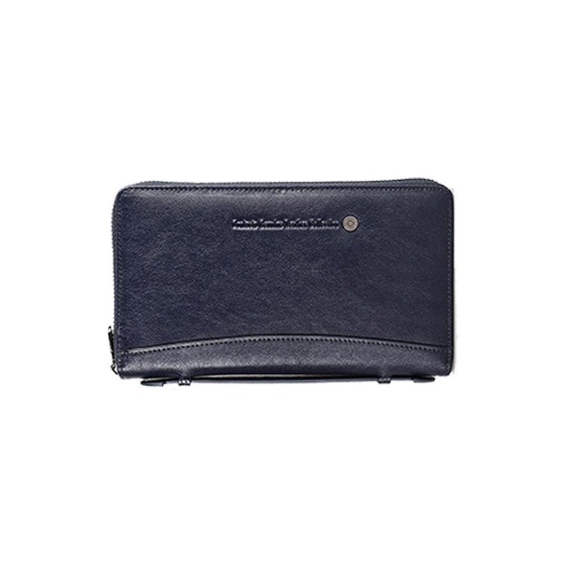 Herenportemonnees Luxe Vintage Koeienhuid Lange Clutch Portemonnee - Marineblauw