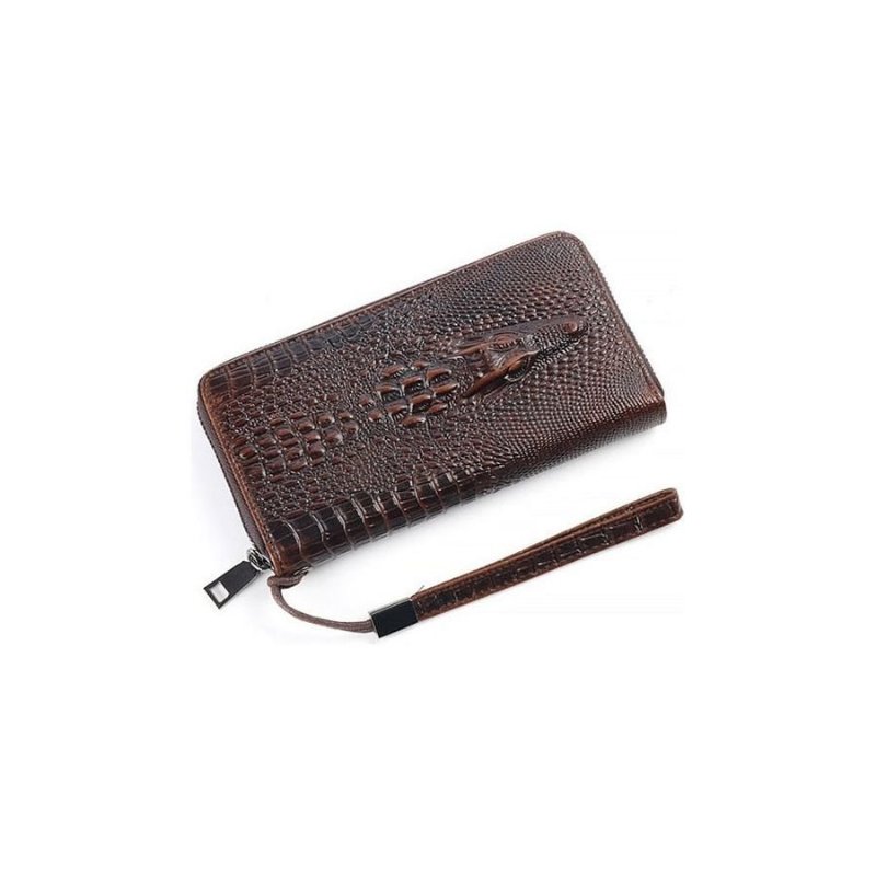 Herenportemonnees Vintage Krokodillenleer Lange Clutch Portemonnee - Koffie 2