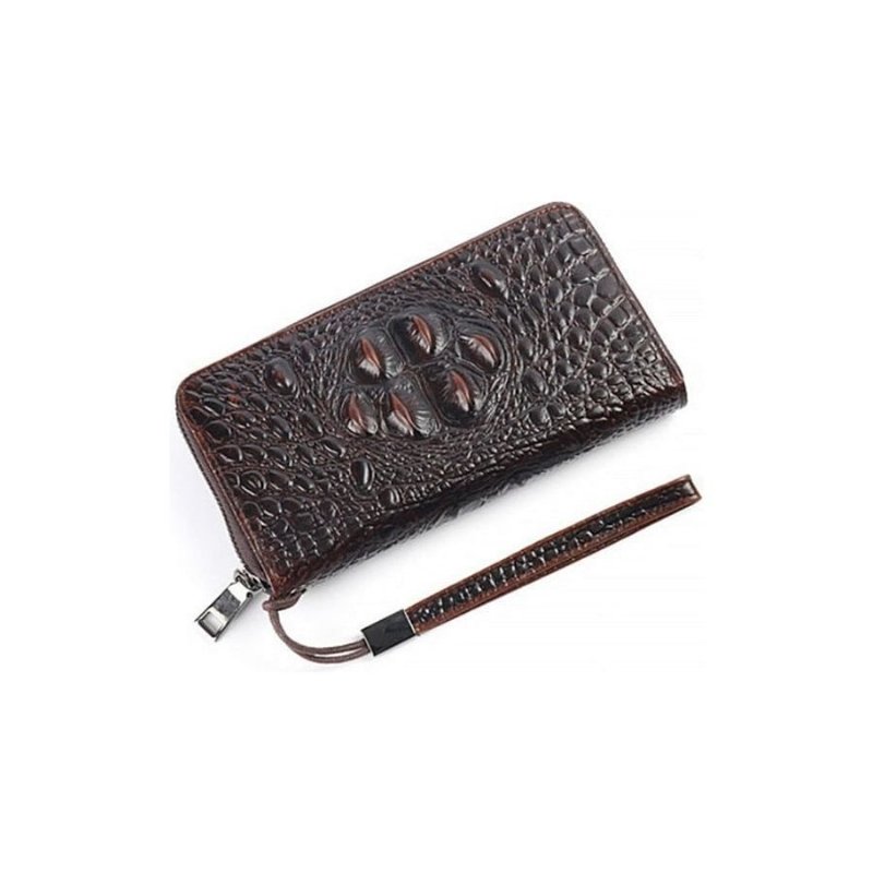 Herenportemonnees Vintage Krokodillenleer Lange Clutch Portemonnee - Koffie