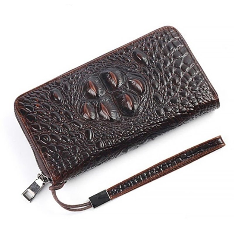 Herenportemonnees Vintage Krokodillenleer Lange Clutch Portemonnee - Koffie