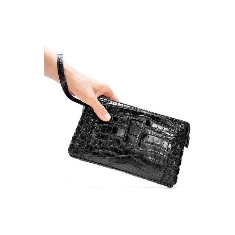 Herenportemonnees Vintage Lederen Clutch Portemonnee - Zwart