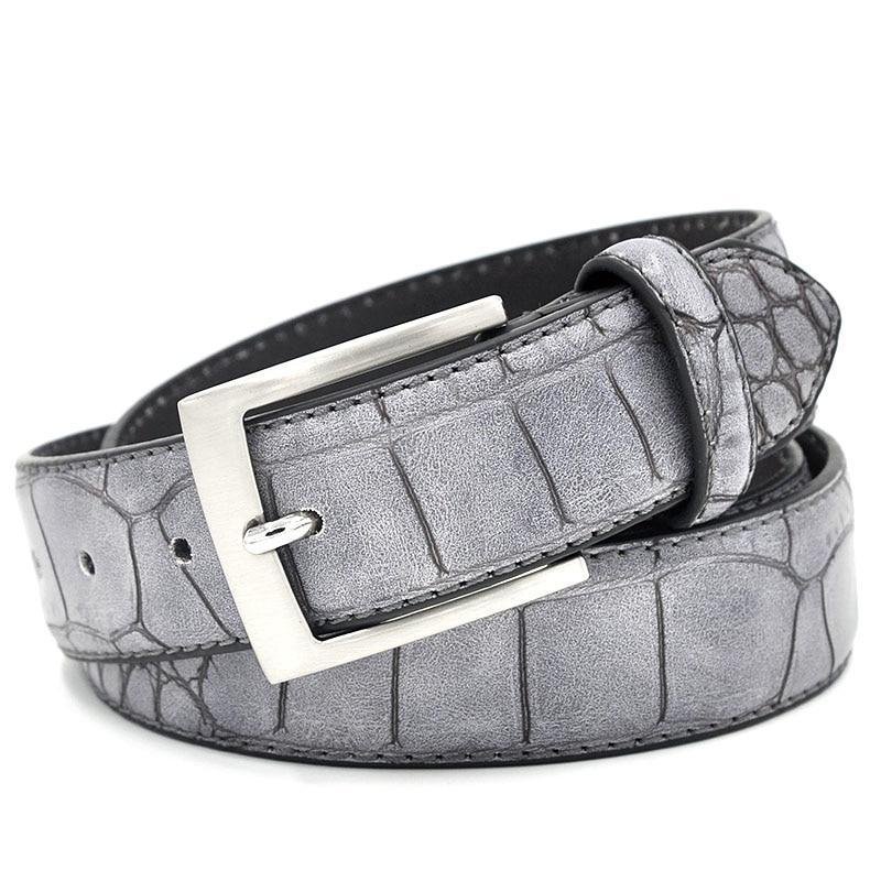 Herenriemen Alligator Luxe Getextureerde Lederen Riem - Grijs