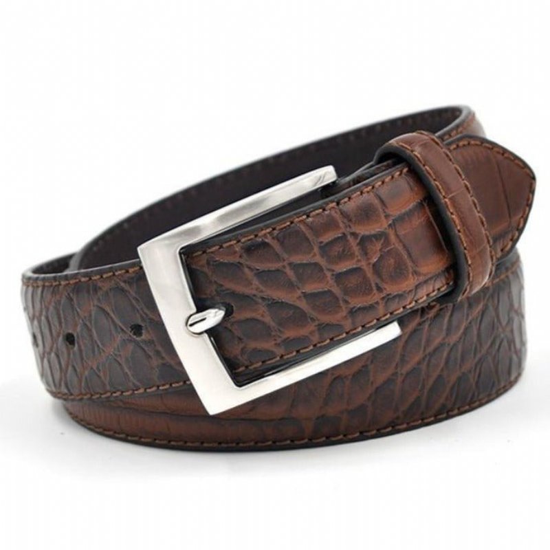 Herenriemen Alligator Luxe Getextureerde Lederen Riem - Koffie