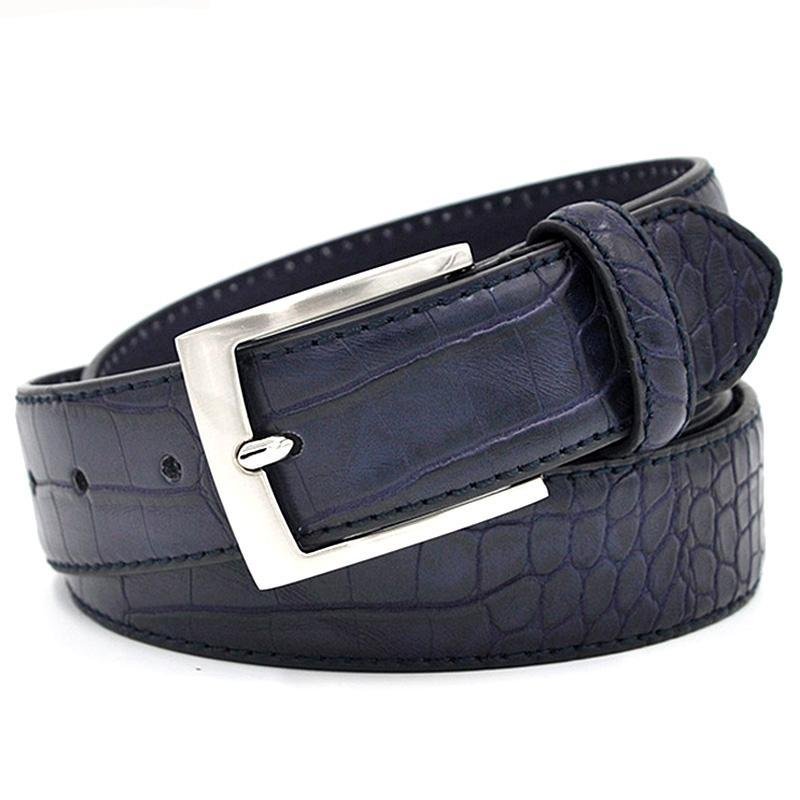 Herenriemen Alligator Luxe Getextureerde Lederen Riem - Blauw